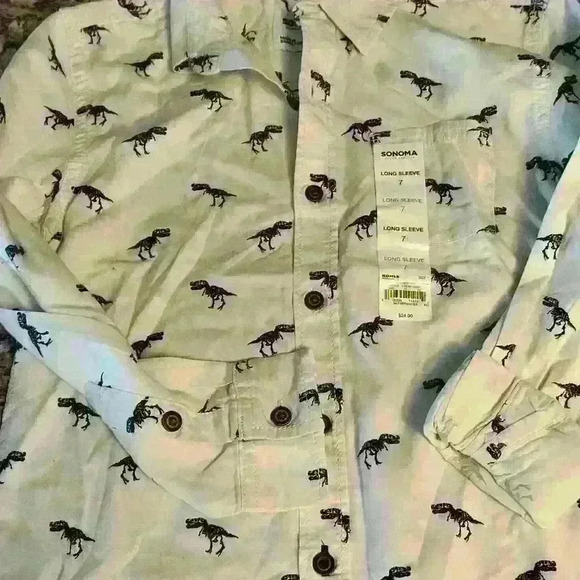 Sonoma Dinosaur Boys Size 7 Short Sleeve Button-up New - Picture 4 of 7